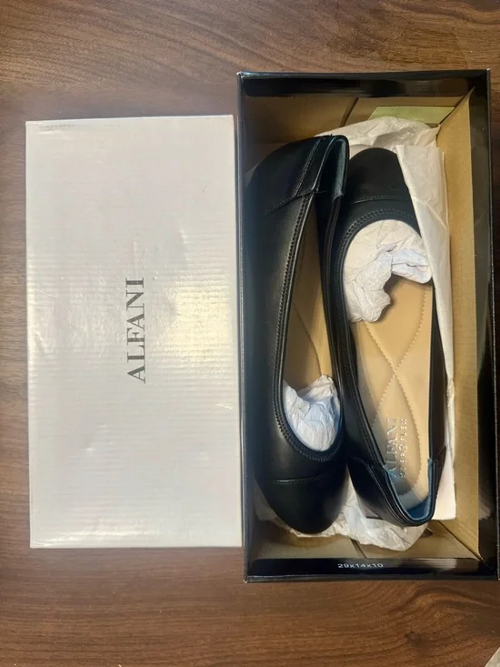 Alfani Tavii 2 Step-N-Flex Ballet Flats in Black Smooth Size 7 New In Box - Picture 2 of 7